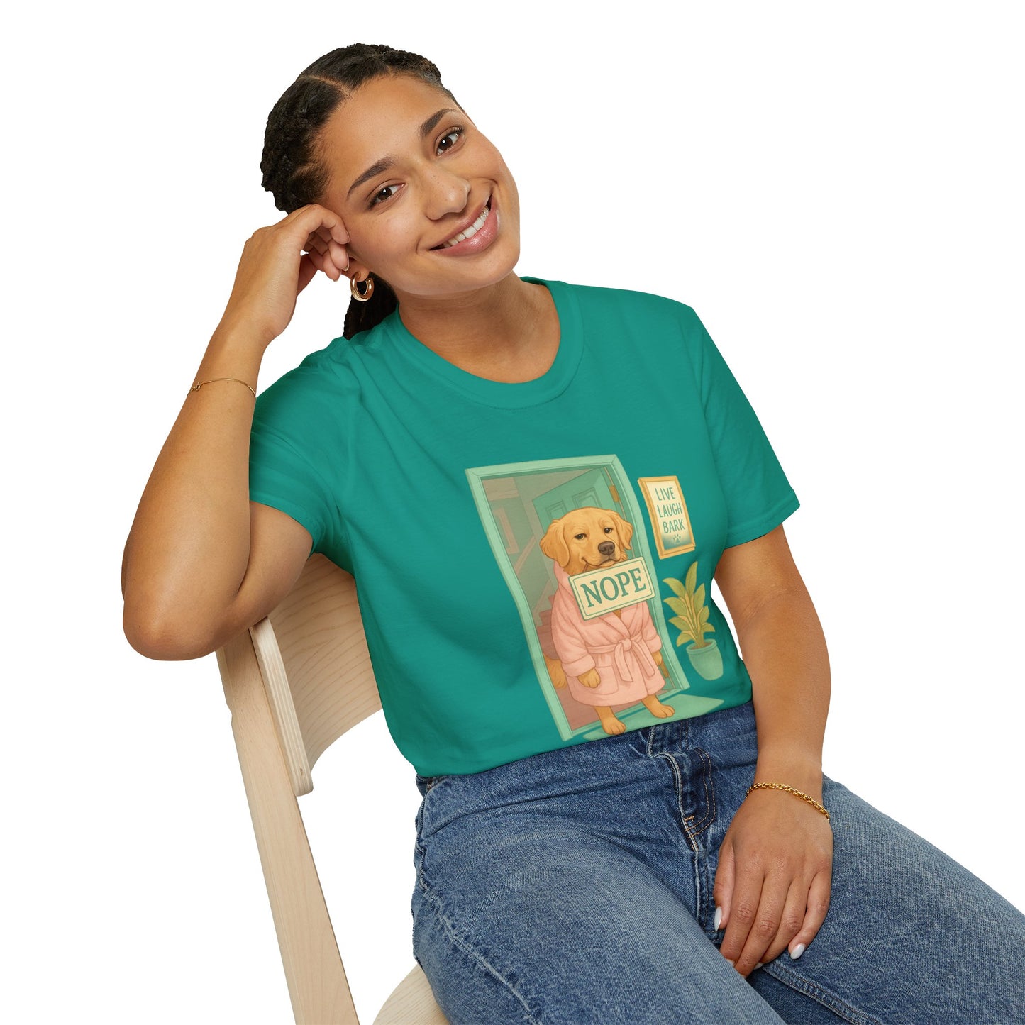 Smug Retriever "NOPE" Tee | Polite but Firm Gatekeeping Vibes, Pet Lover Gift, Animal Humor Tee, Casual Wear, Dog-Themed Apparel