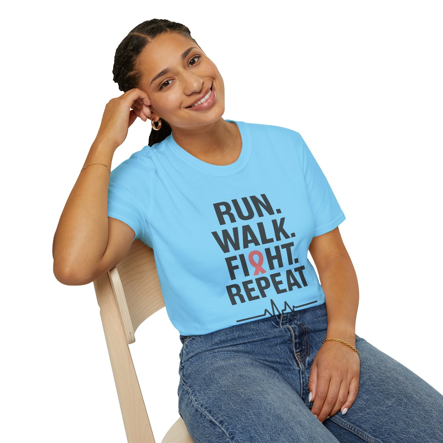 Run. Walk. Fight. Repeat. | Breast Cancer Awareness Tee