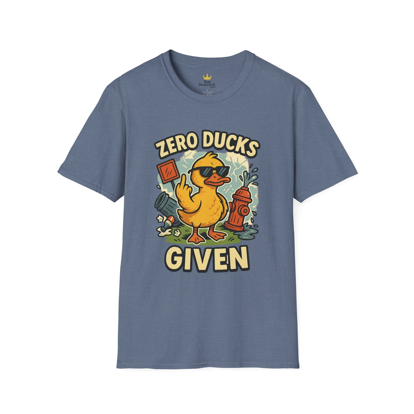 Zero Ducks Given T-Shirt | Funny Sarcastic Duck Flipping Off Graphic Tee