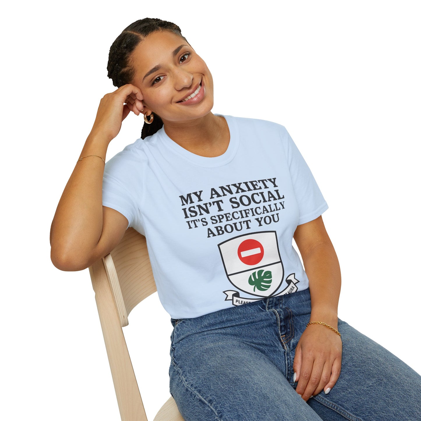Funny Anxiety T-Shirt – Sarcastic Graphic Tee with Shield Design