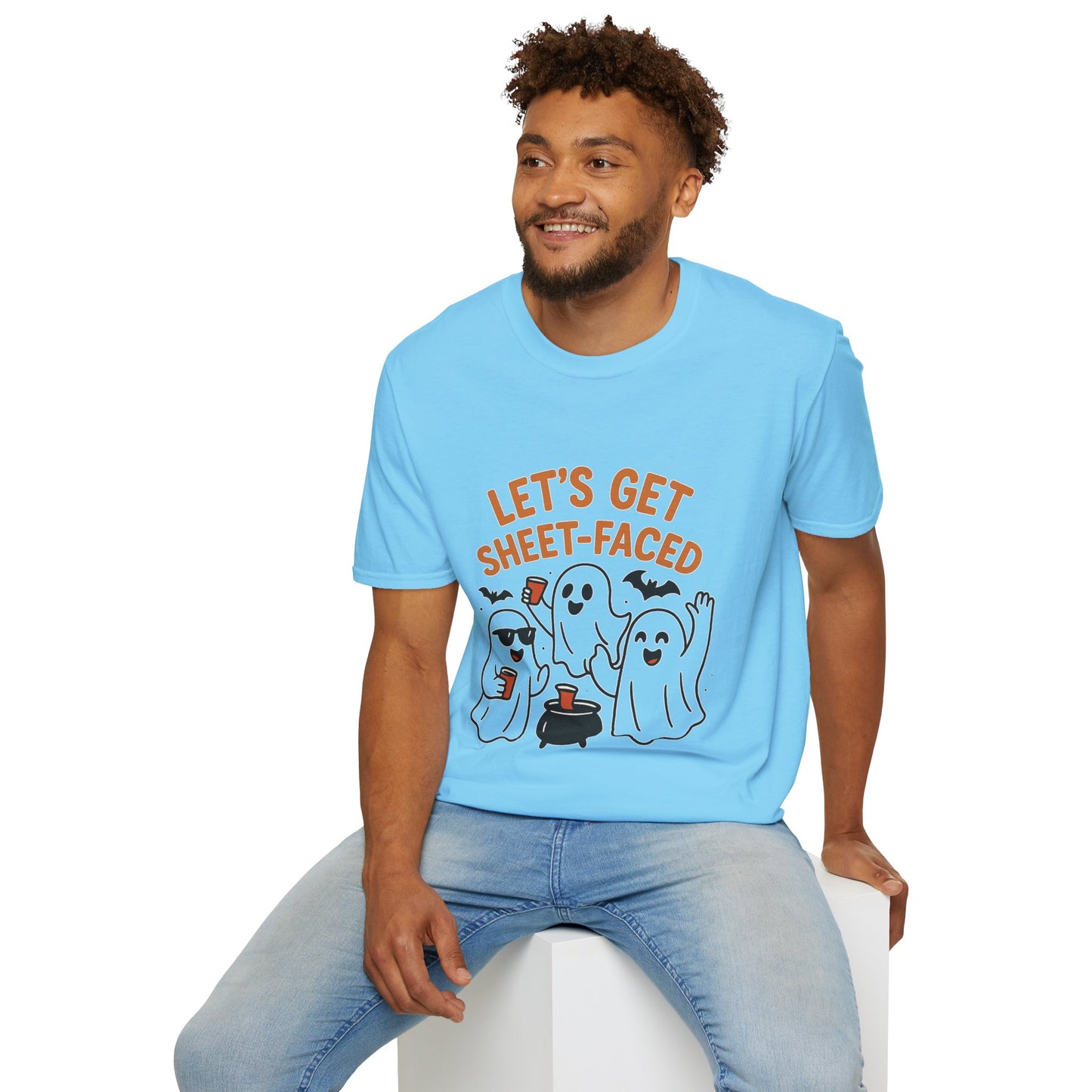 Let's Get Sheet-Faced Ghost Shirt | Funny Halloween Drinking Party Tee