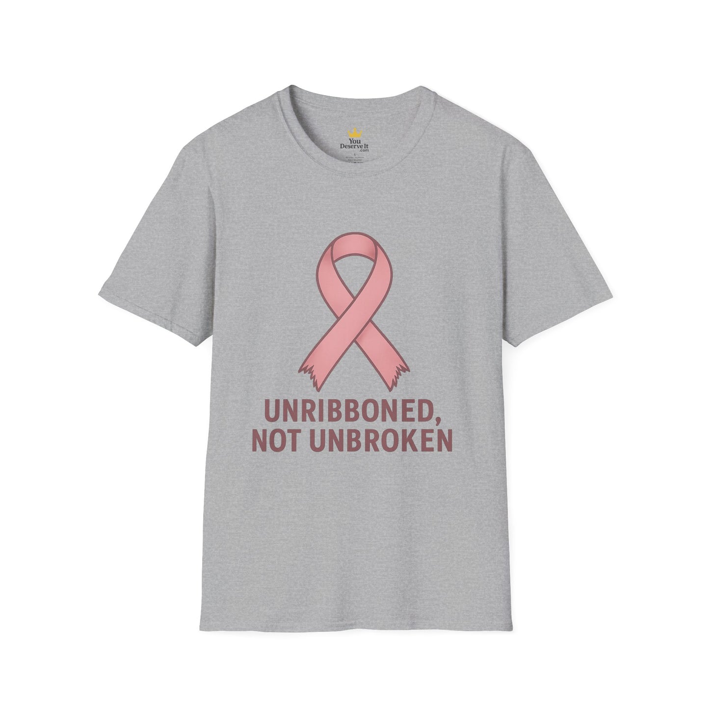 Unribboned Not Unbroken Shirt | Pink Ribbon Cancer Awareness Tee for Survivors & Fighters