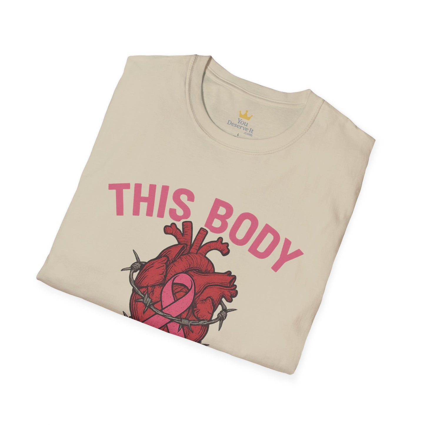 This Body Fights Back Shirt | Bold Breast Cancer Awareness Tee with Heart & Barbed Wire Design