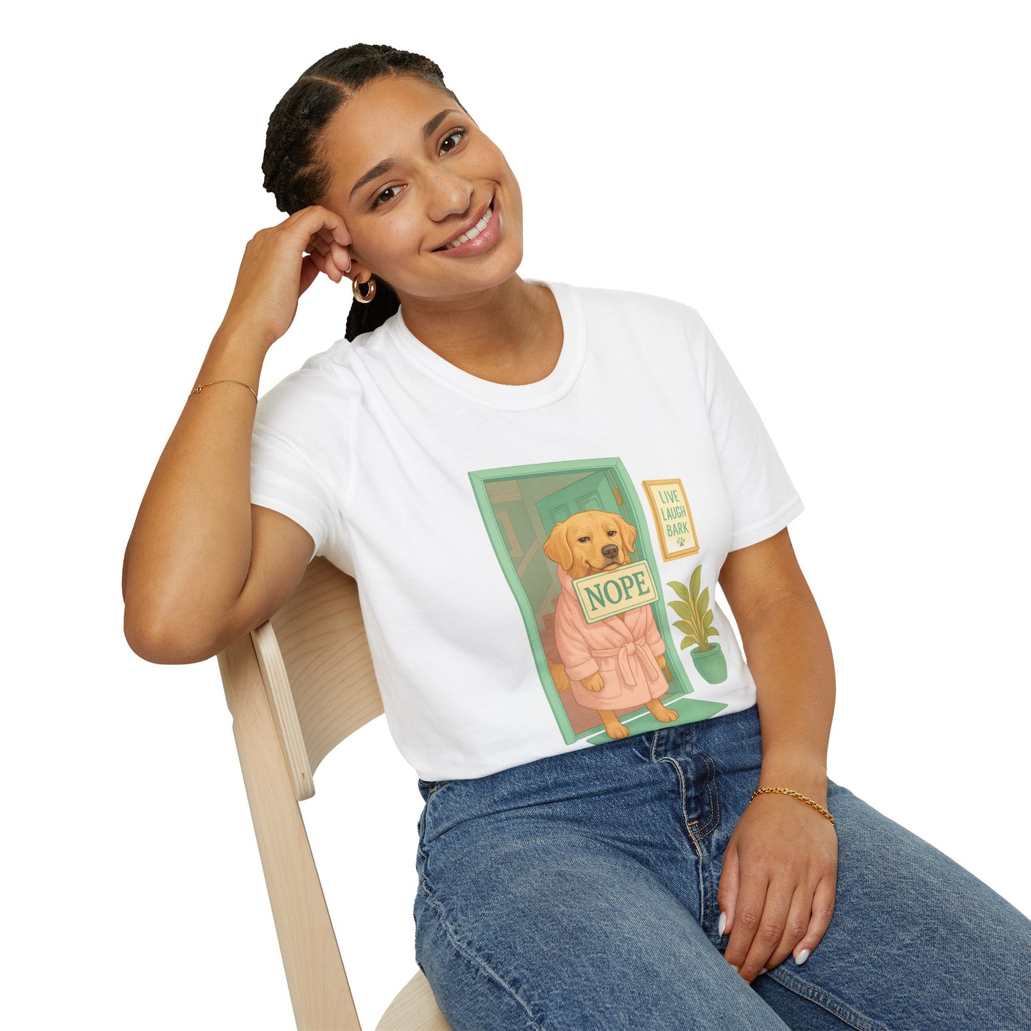 Smug Retriever "NOPE" Tee | Polite but Firm Gatekeeping Vibes, Pet Lover Gift, Animal Humor Tee, Casual Wear, Dog-Themed Apparel