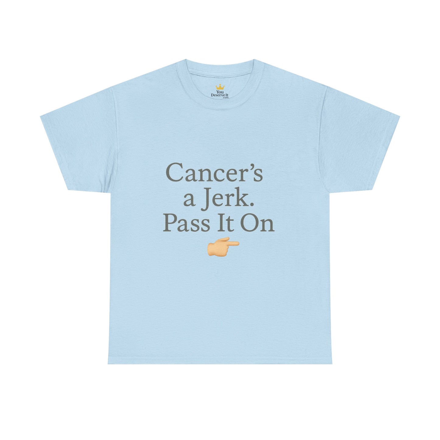 Cancer's a Jerk Shirt | Funny Supportive Awareness T-Shirt with Pointing Emoji
