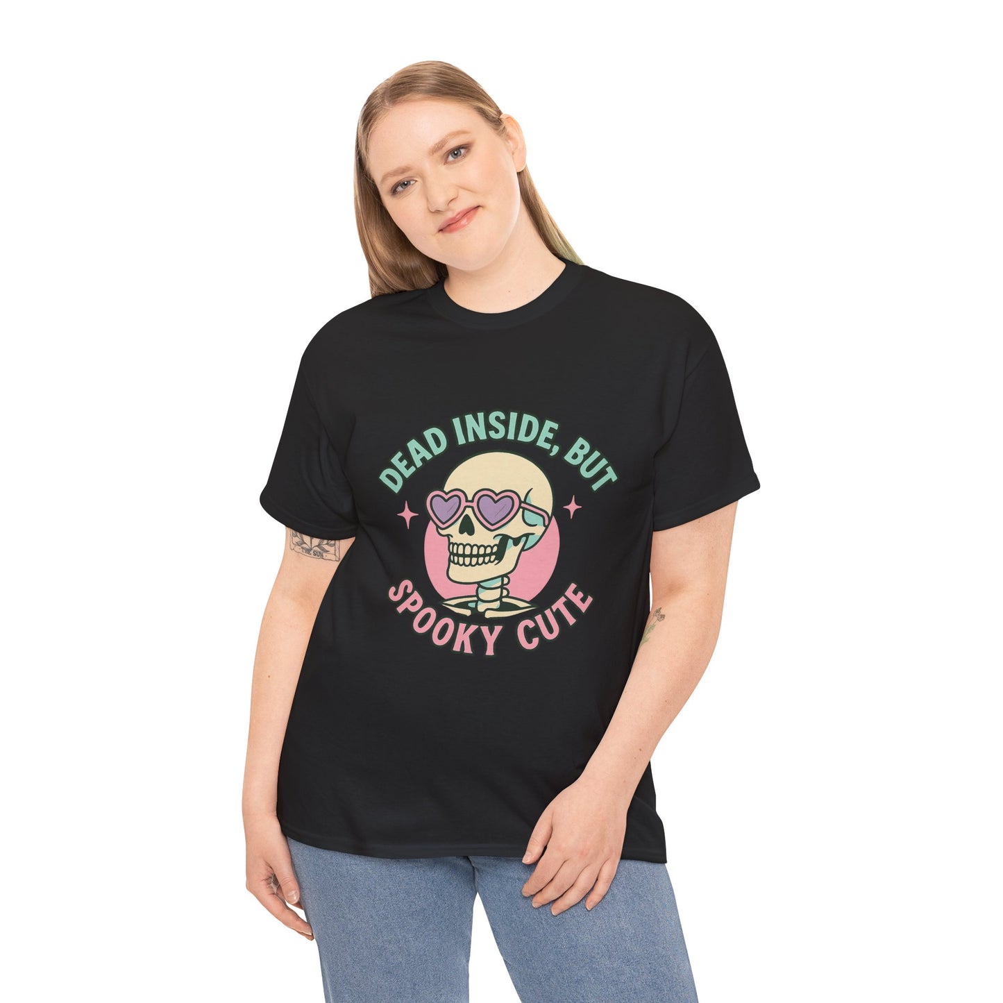 Dead Inside But Spooky Cute Shirt | Pastel Goth Skeleton Halloween Tee