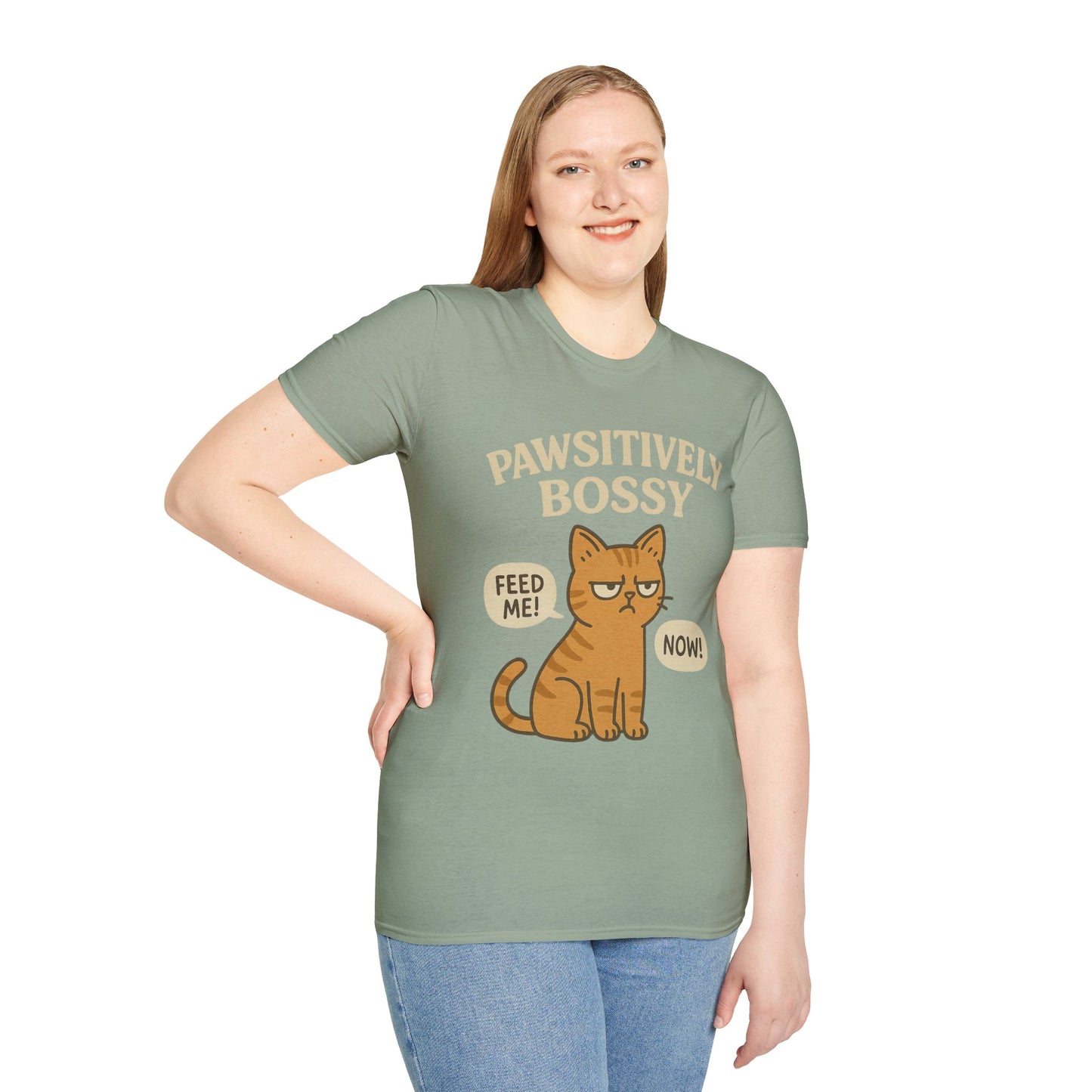 Pawsitively Bossy – Funny Cat Command T-Shirt