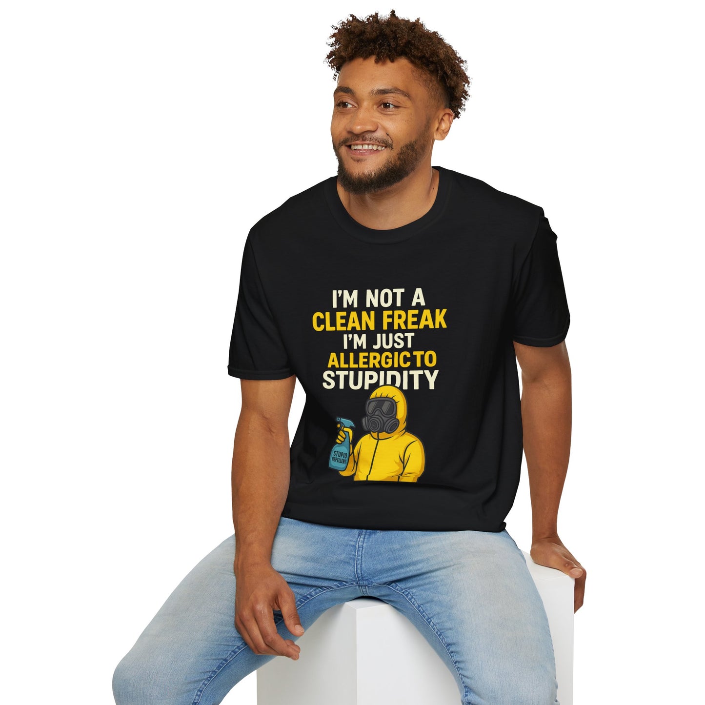 Funny Allergic to Stupidity T-Shirt, Gift for Clean Freaks, Quirky Statement Tee, Unisex Humor Shirt, Perfect for Friends & Family