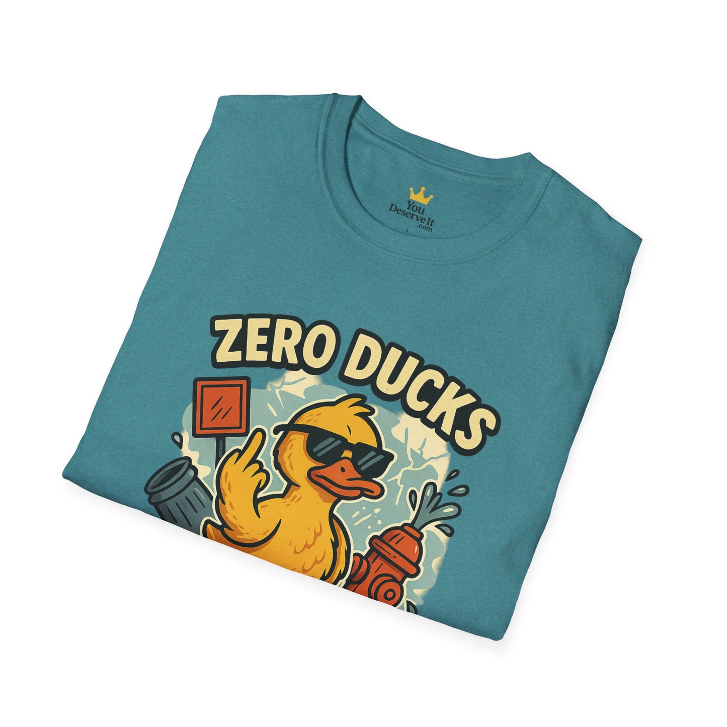 Zero Ducks Given T-Shirt | Funny Sarcastic Duck Flipping Off Graphic Tee
