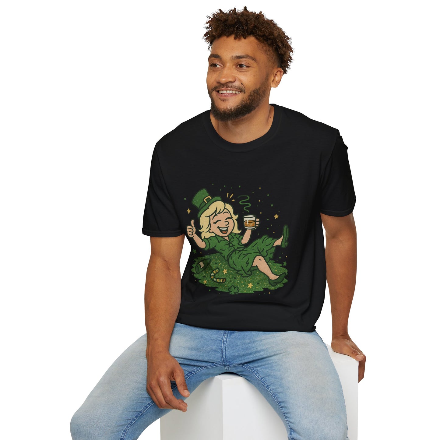 Shamrocked and Unbothered | Funny St. Patrick's Day Tee | Tipsy Leprechaun Lady T-Shirt, Irish Drinking Party Shirt for Women