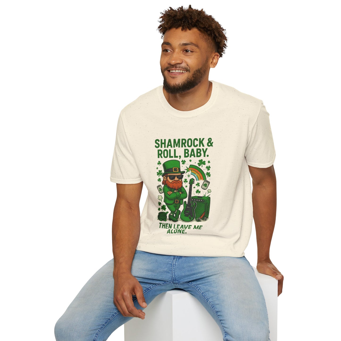 Shamrock & Roll, Baby | St. Patrick's Day T-Shirt | Funny Leprechaun Rock Shirt, Irish Music Humor, Anti-Social St. Paddy's Tee
