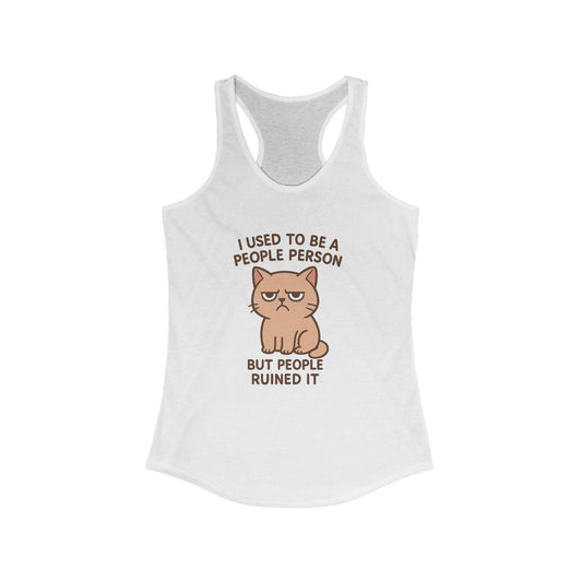 Funny Anti-Social Cat Tank | I Used to Be a People Person But People Ruined It Tank Top