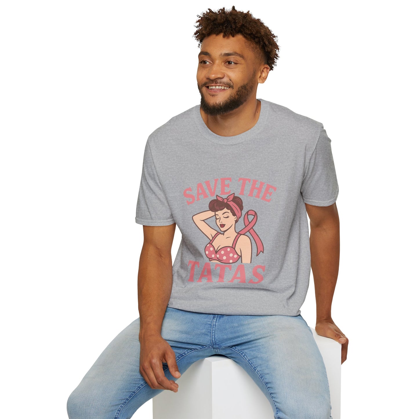 Save the Tatas Shirt | Retro Pin-Up Breast Cancer Awareness Tee with Pink Ribbon