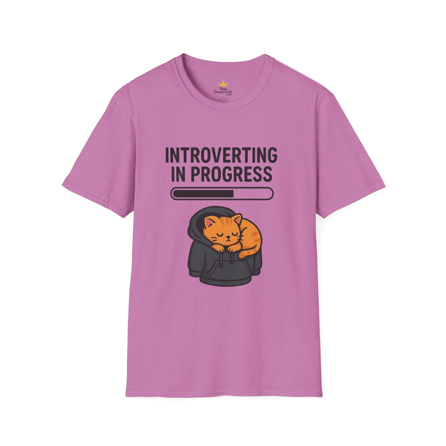 Introverting in Progress T-Shirt | Cute Cat Hoodie Tee for Proud Introverts