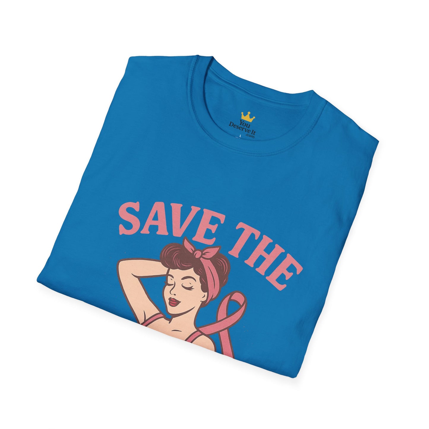 Save the Tatas Shirt | Retro Pin-Up Breast Cancer Awareness Tee with Pink Ribbon