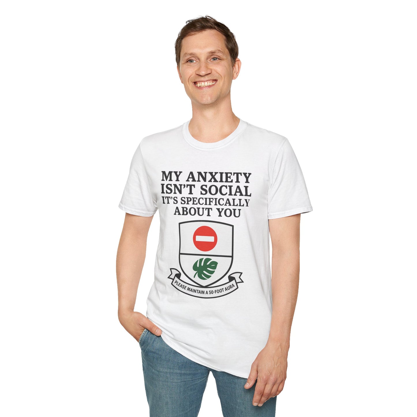 Funny Anxiety T-Shirt – Sarcastic Graphic Tee with Shield Design