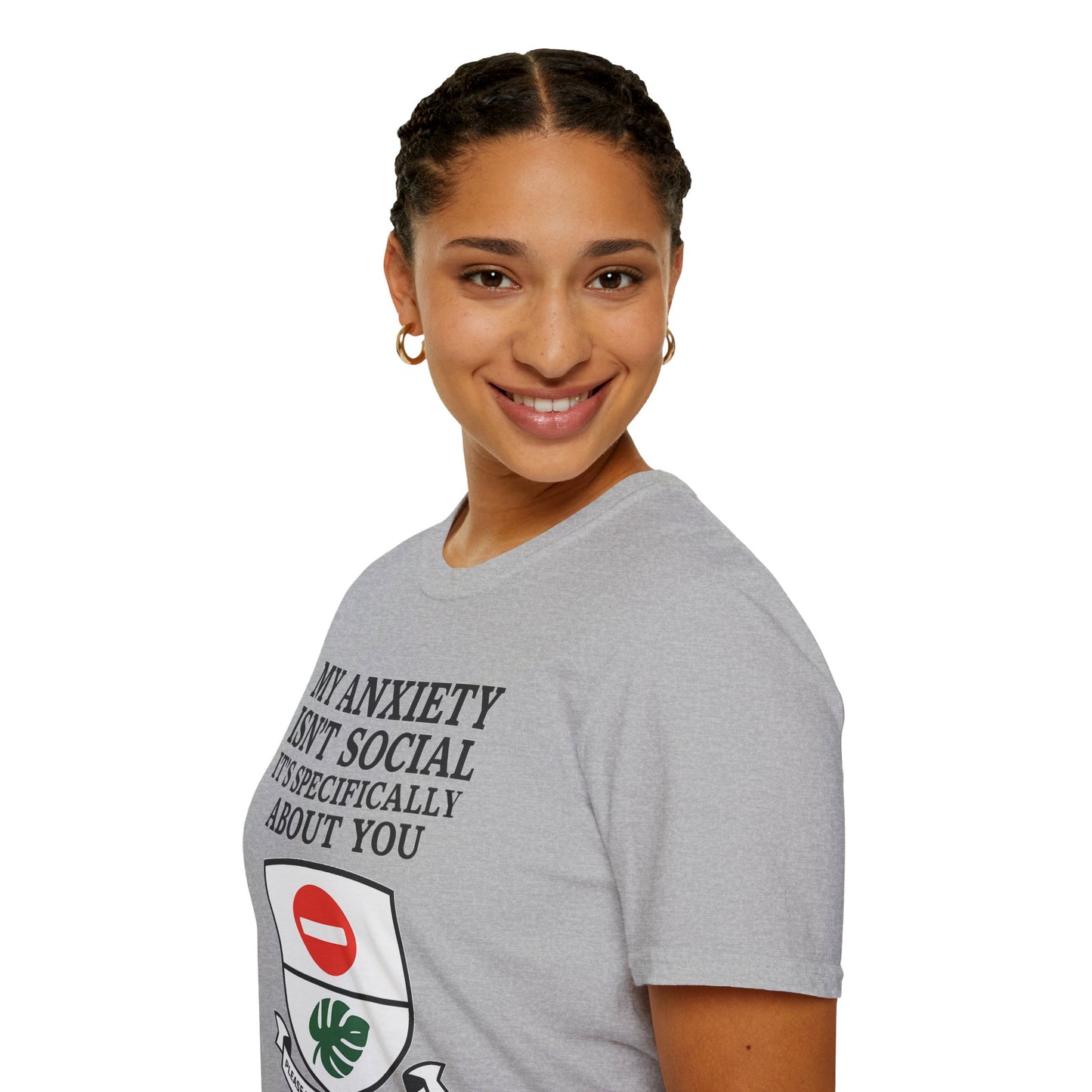 Funny Anxiety T-Shirt – Sarcastic Graphic Tee with Shield Design