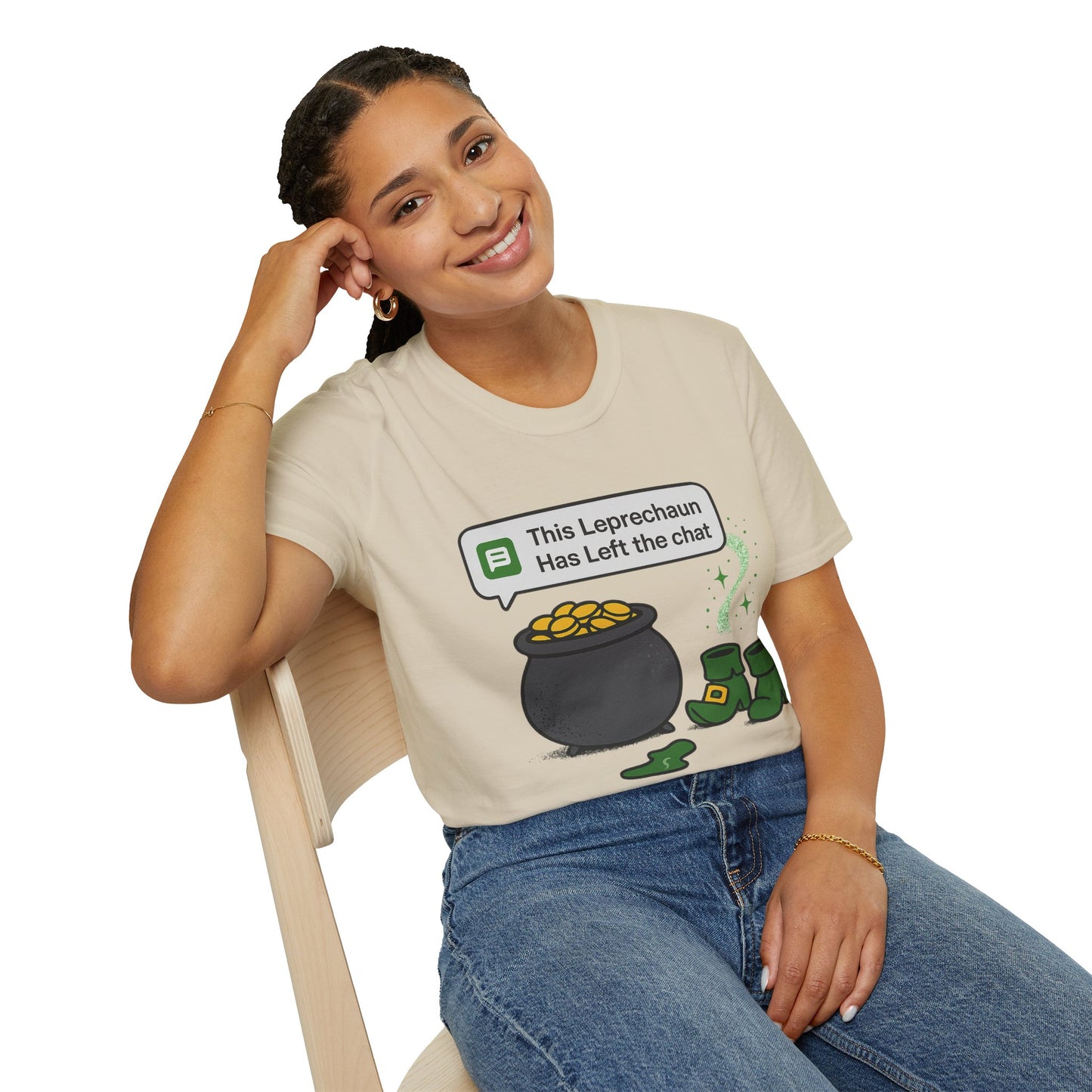 This Leprechaun Has Left the Chat | Funny St. Patrick's Day Tee | Sarcastic Irish Humor T-Shirt, Pot of Gold Joke Shirt