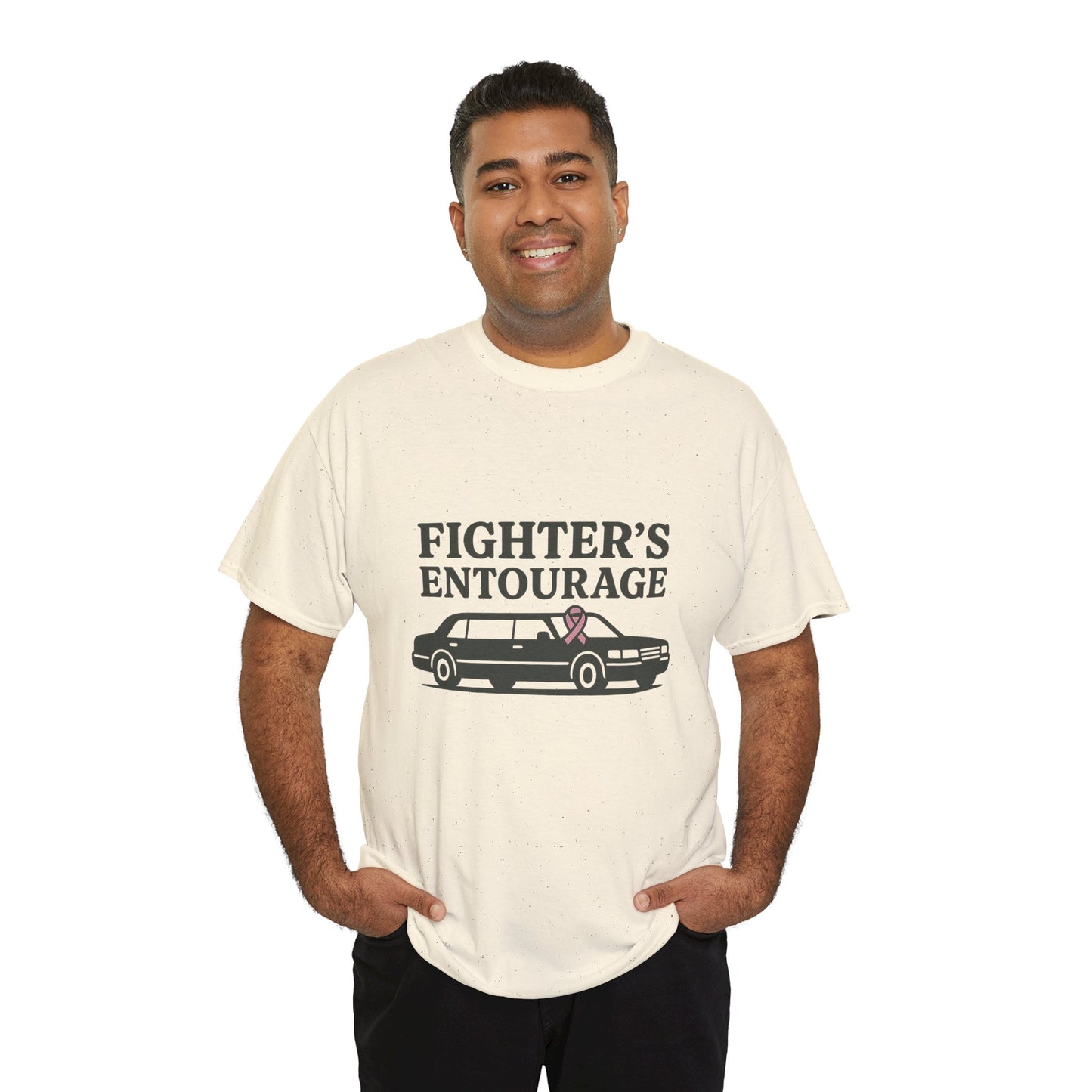 Fighter's Entourage Shirt | Breast Cancer Awareness Tee with Limo and Ribbon Design
