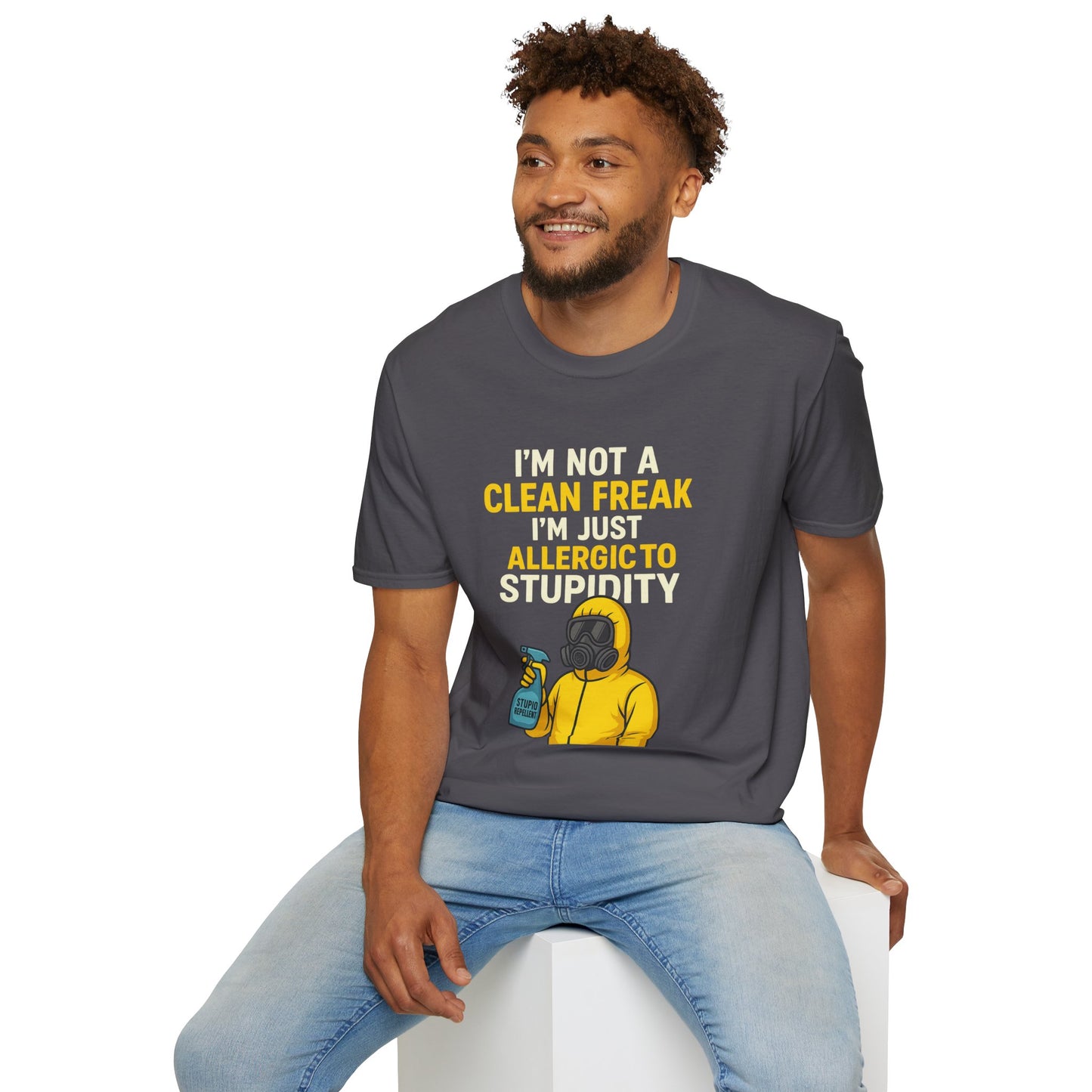 Funny Allergic to Stupidity T-Shirt, Gift for Clean Freaks, Quirky Statement Tee, Unisex Humor Shirt, Perfect for Friends & Family