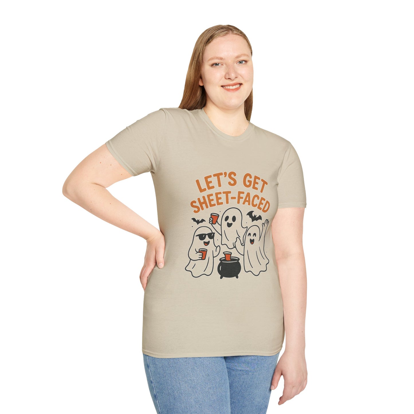 Let's Get Sheet-Faced Ghost Shirt | Funny Halloween Drinking Party Tee