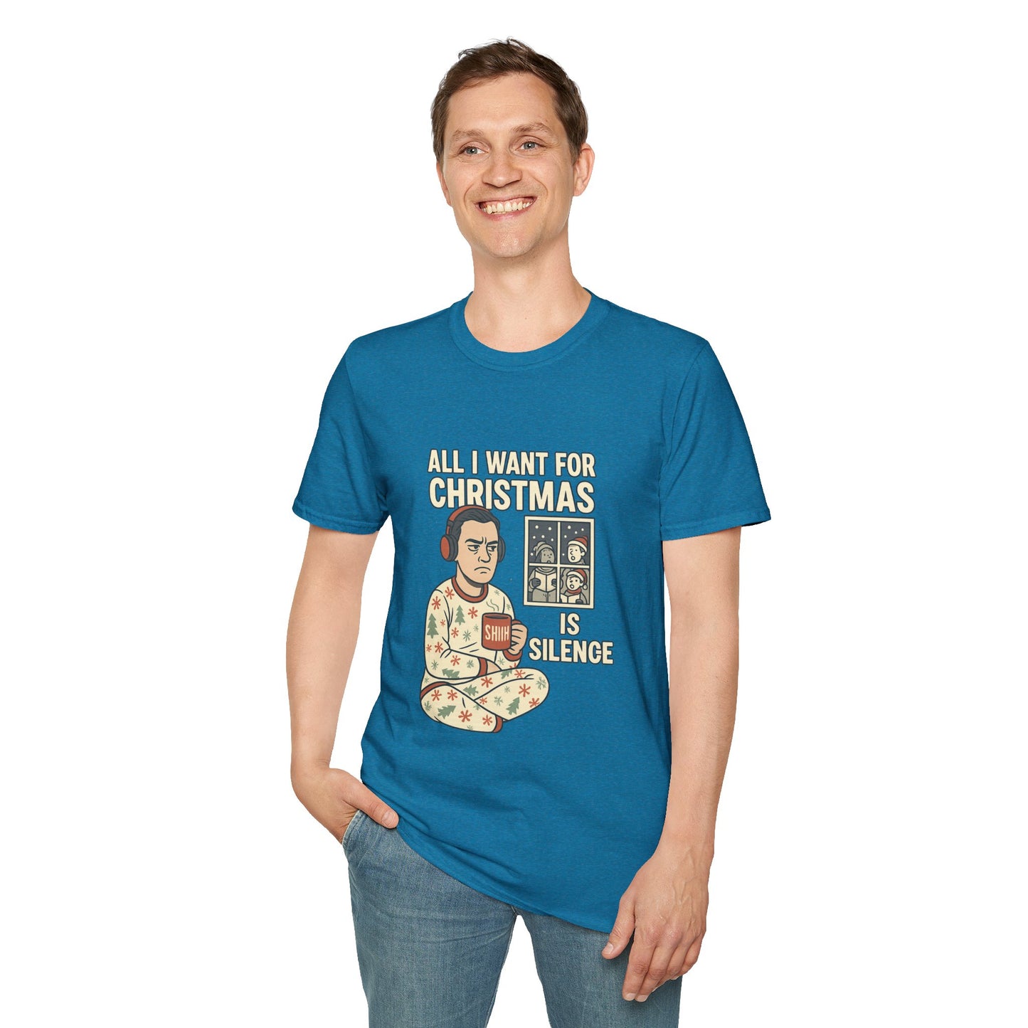 All I Want for Christmas Is Silence Shirt | Funny Anti-Social Holiday Tee | Introvert Christmas Pajamas Graphic Shirt | Sarcastic Xmas Gift