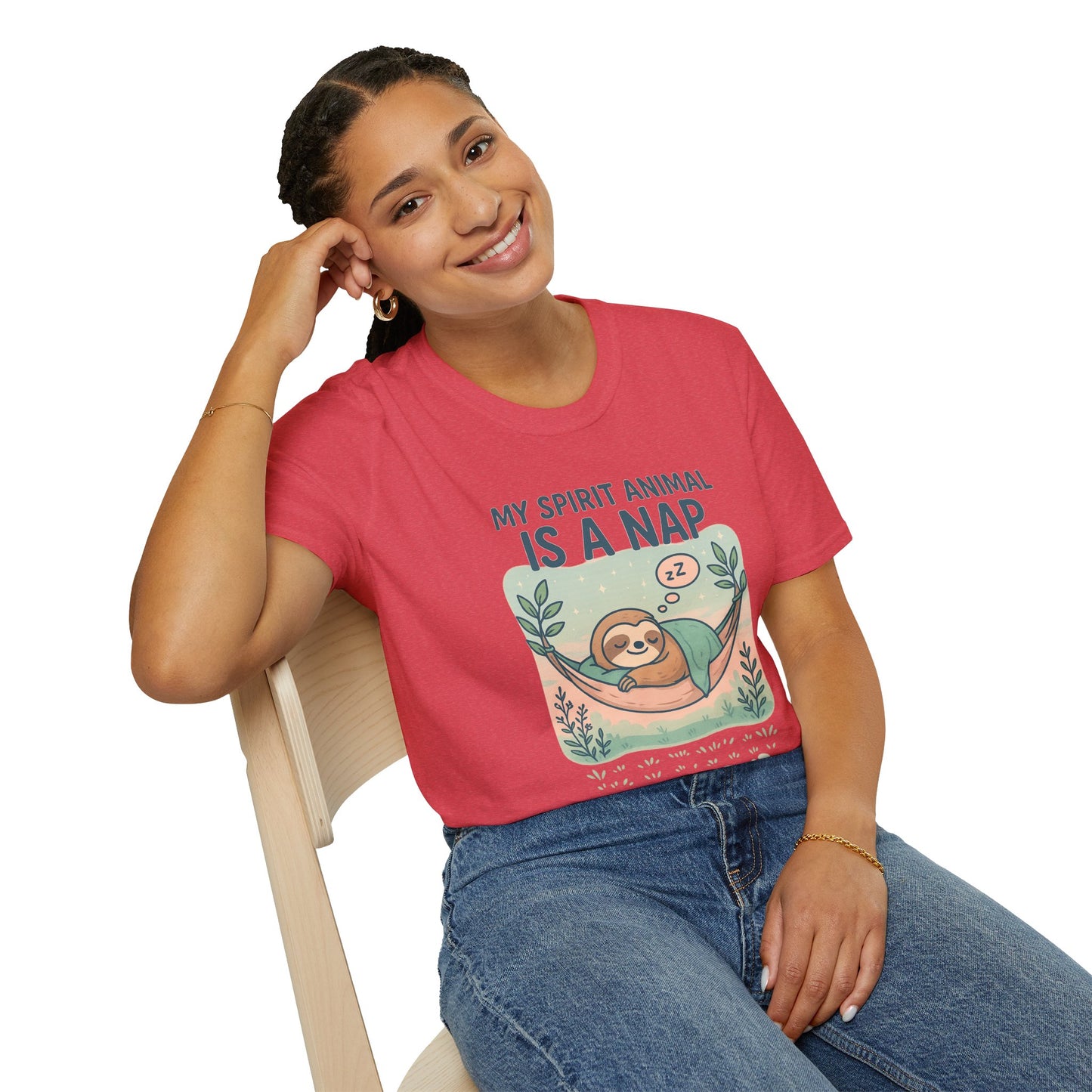 My Spirit Animal Is a Nap T-Shirt | Cute Sleepy Sloth in Hammock Design