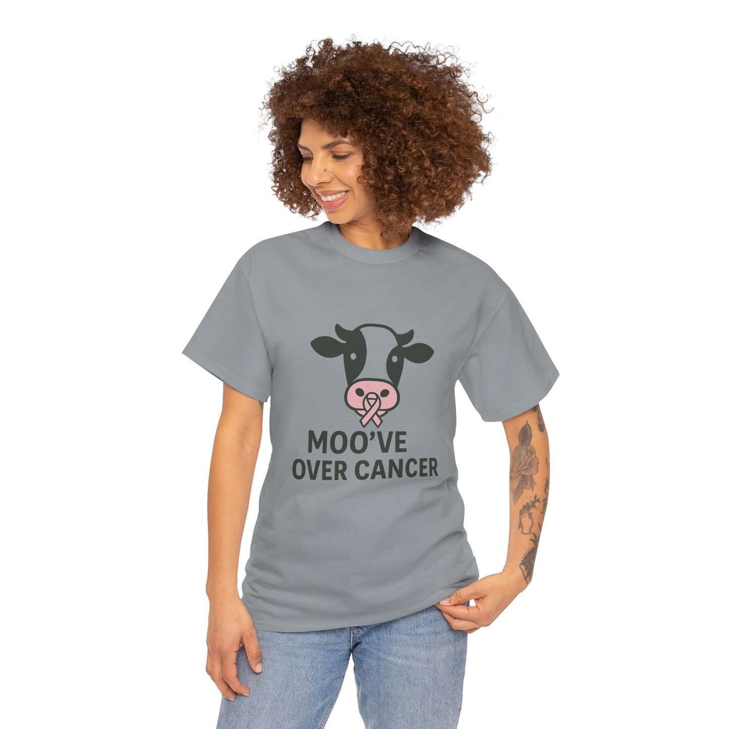 Moo've Over Cancer | Breast Cancer Awareness Cow Tee