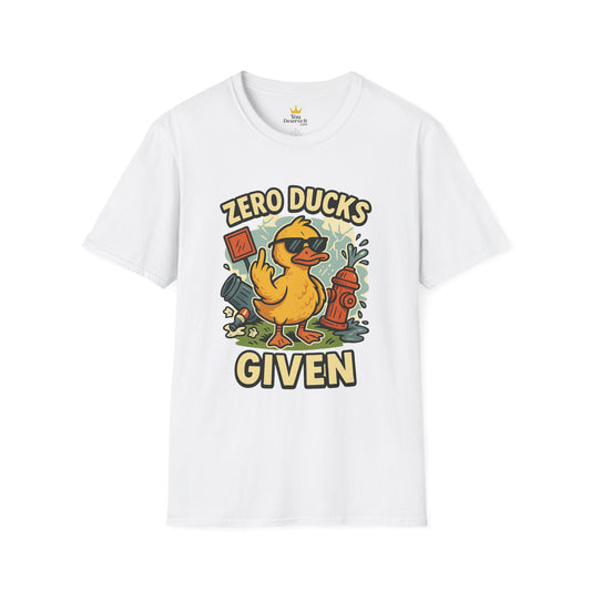 Zero Ducks Given T-Shirt | Funny Sarcastic Duck Flipping Off Graphic Tee
