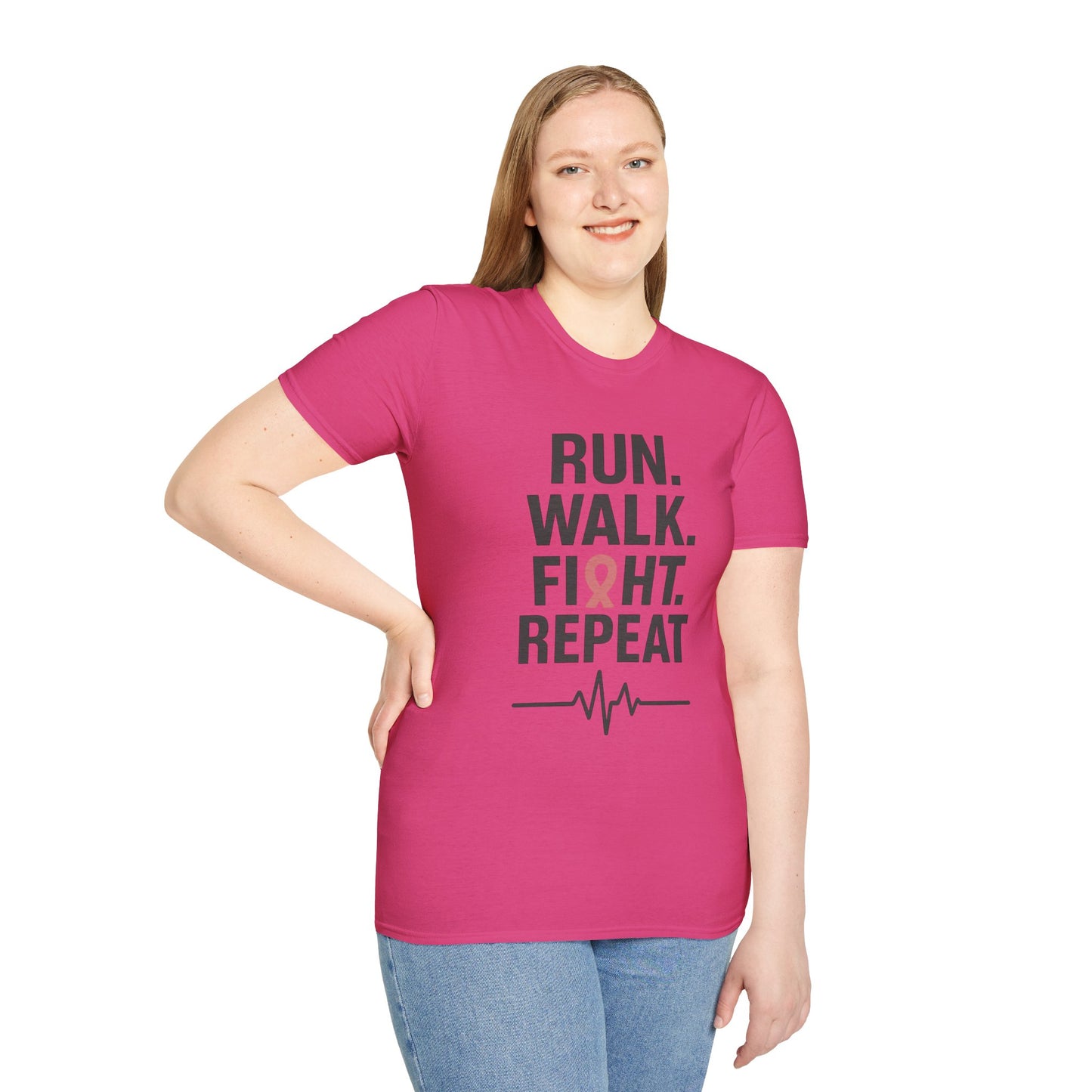 Run. Walk. Fight. Repeat. | Breast Cancer Awareness Tee