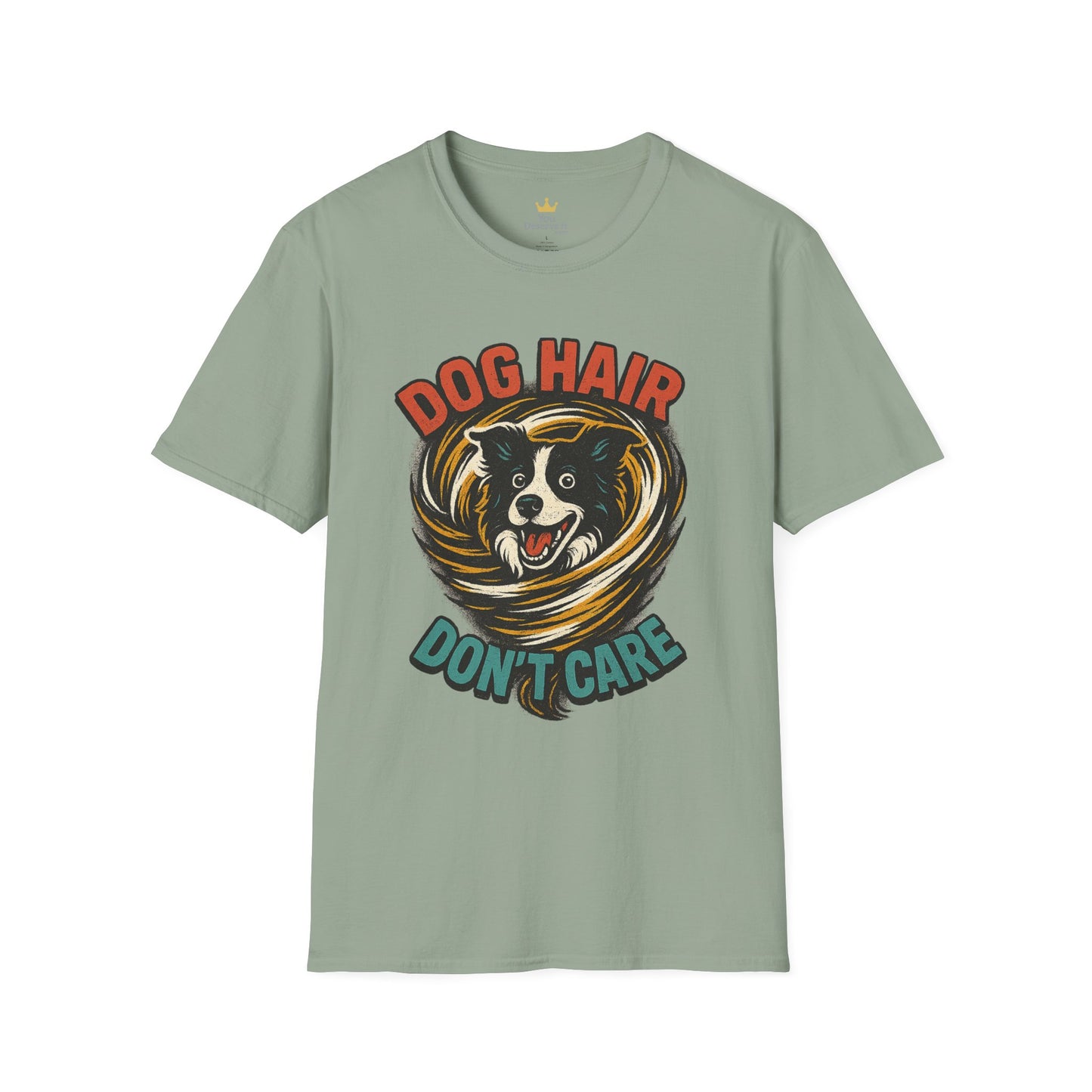 Dog Hair Don't Care Border Collie Retro Tee | Funny Spray-Paint Style T-Shirt for Pet Lovers, Gift for Pet Owners, Casual Unisex Shirt, Dog Lover Gift, Animal Theme Apparel