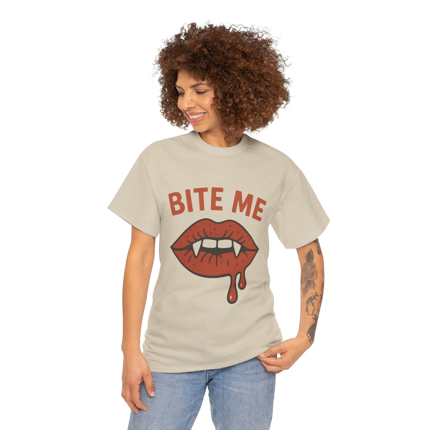 Bite Me Graphic Tee | Unisex Cotton Shirt, Halloween Apparel, Funny T-Shirt, Gothic Style, Trendy Graphic Tee
