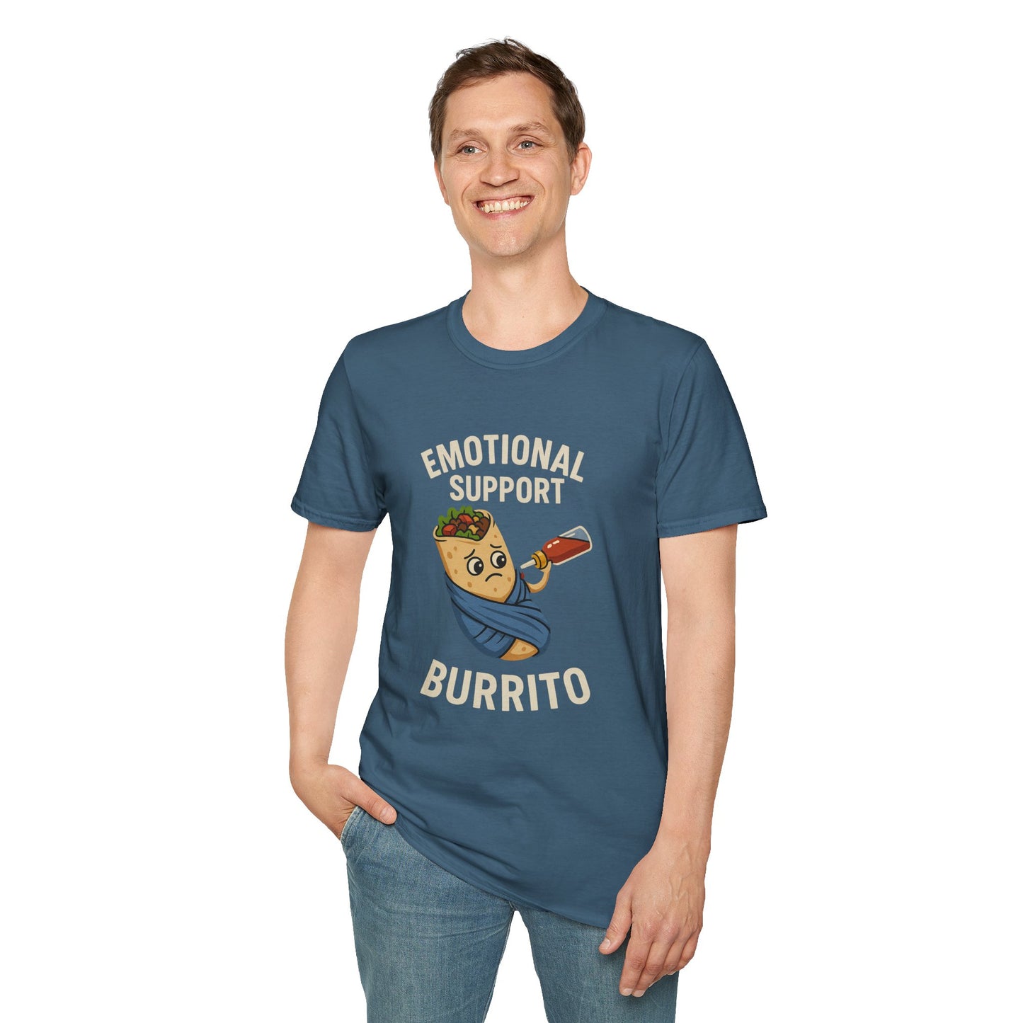 Emotional Support Burrito Shirt | Funny Food Humor Tee with Hot Sauce