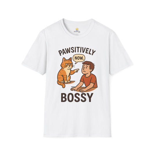 Pawsitively Bossy – Funny Cat Command T-Shirt