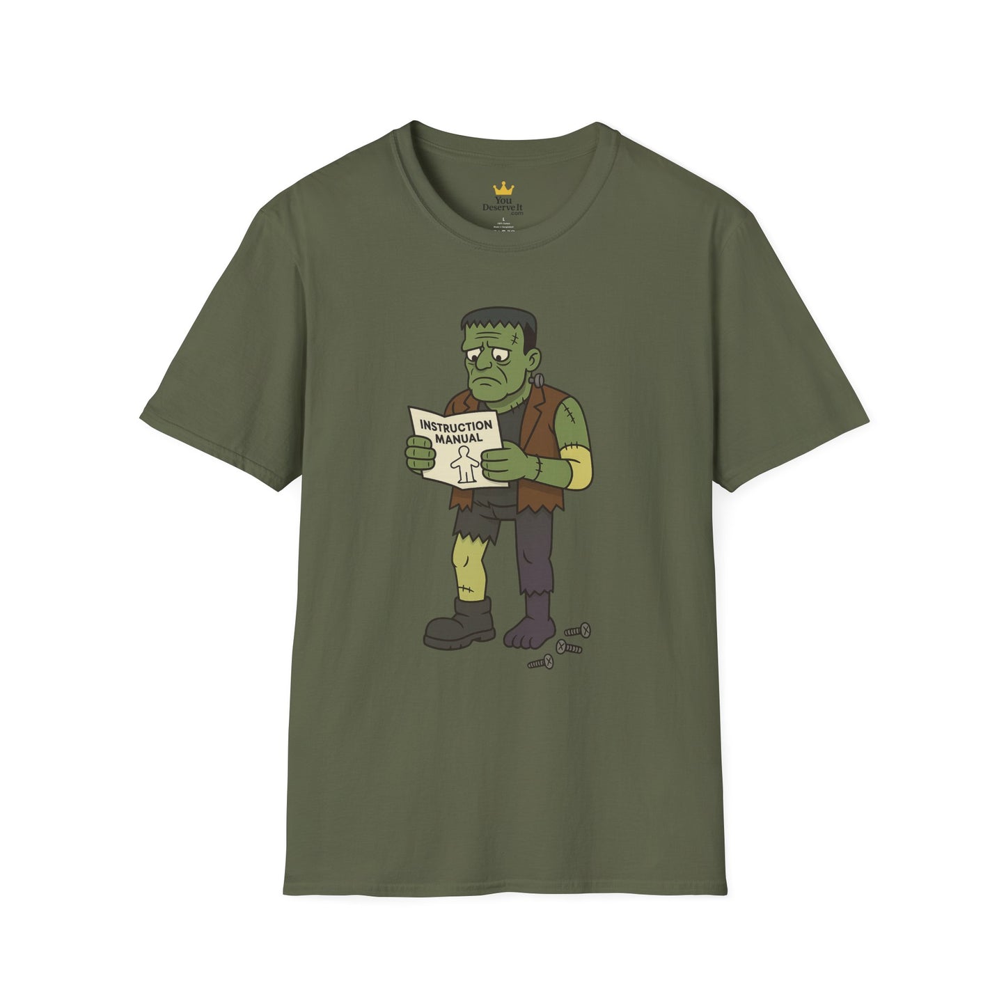 Funny Frankenstein T-Shirt, Unisex Softstyle Tee, Halloween Costume, Horror Movie Lover Gift, Cozy Casual Wear, Graphic Tee