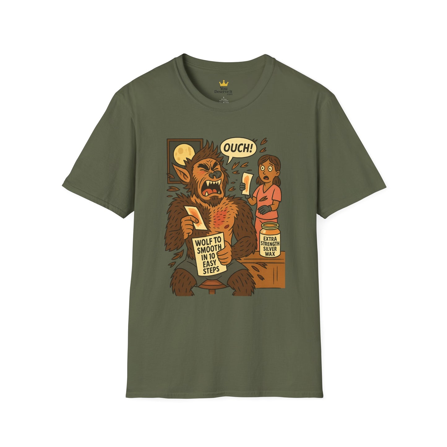 Werewolf Waxing Humor T-Shirt – “Wolf to Smooth” Spa Comedy Design