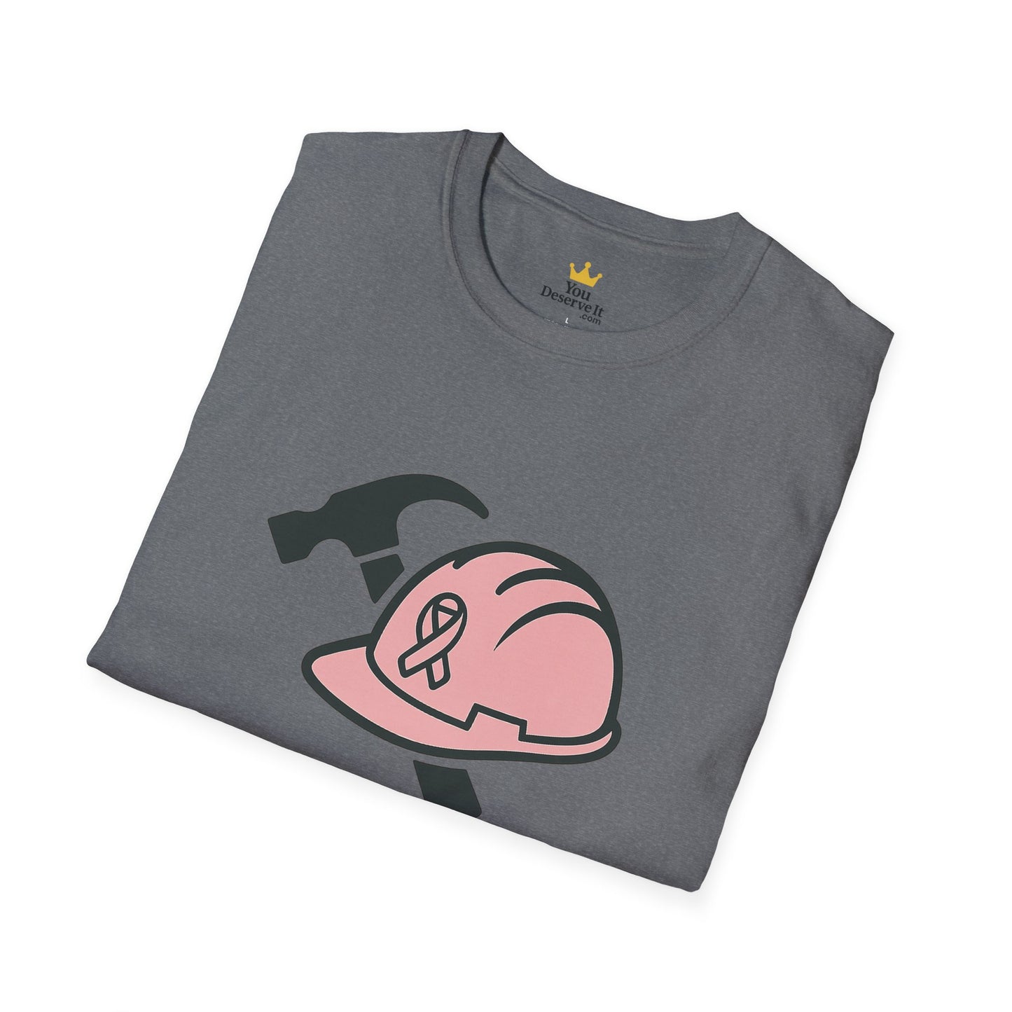 She Builds. She Battles. | Pink Ribbon Hard Hat Tee