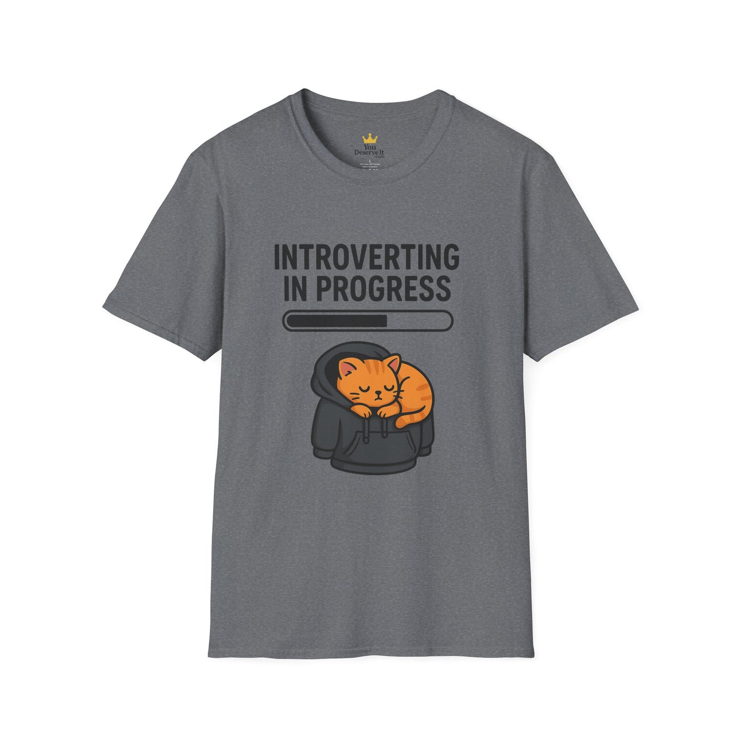 Introverting in Progress T-Shirt | Cute Cat Hoodie Tee for Proud Introverts
