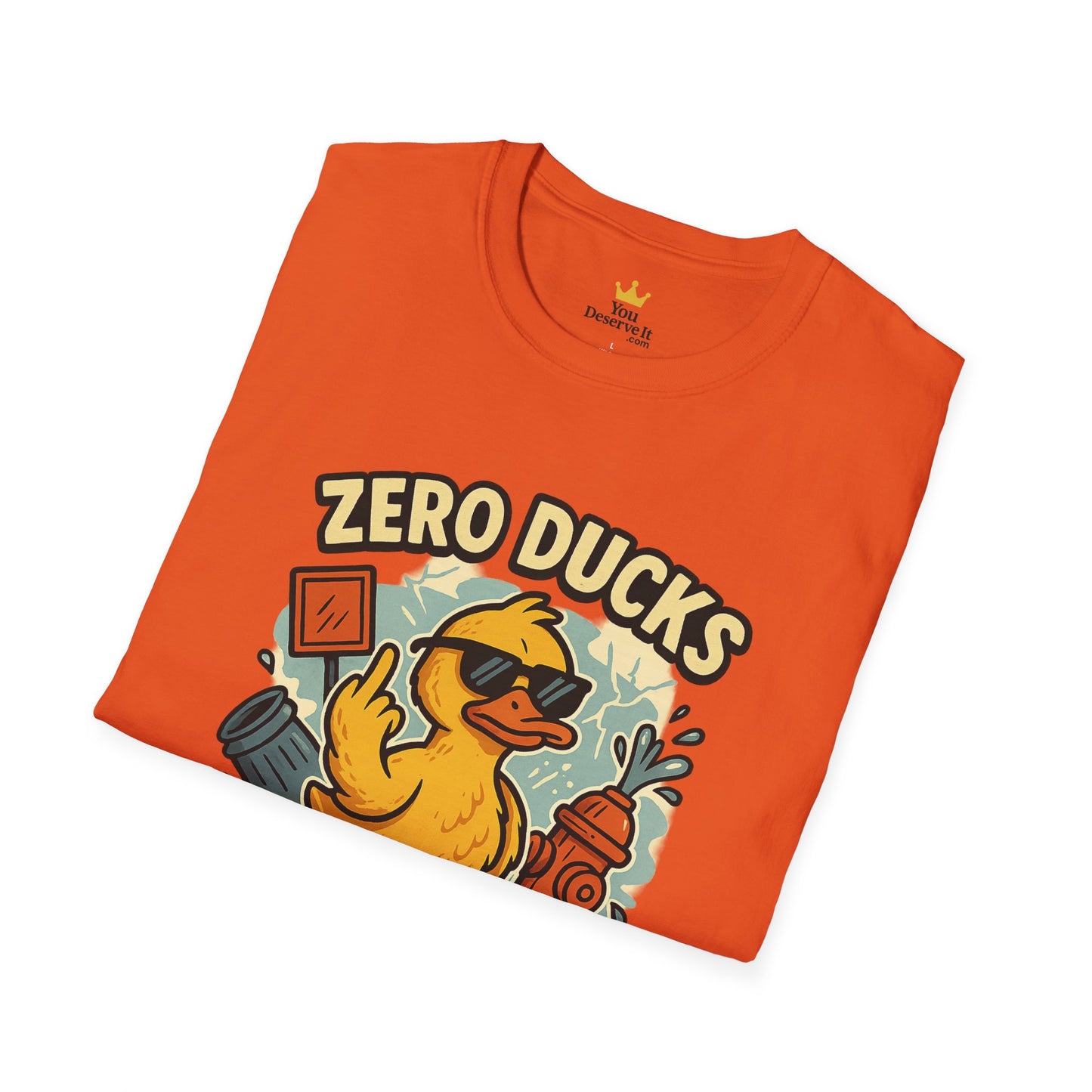 Zero Ducks Given T-Shirt | Funny Sarcastic Duck Flipping Off Graphic Tee