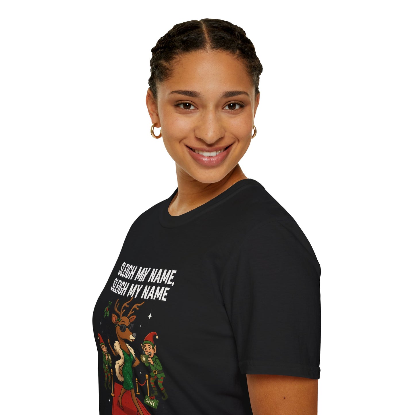 Sleigh My Name Funny Christmas Shirt | Diva Reindeer Holiday Tee | Red Carpet Christmas Party Shirt | Beyoncé Inspired Xmas Humor