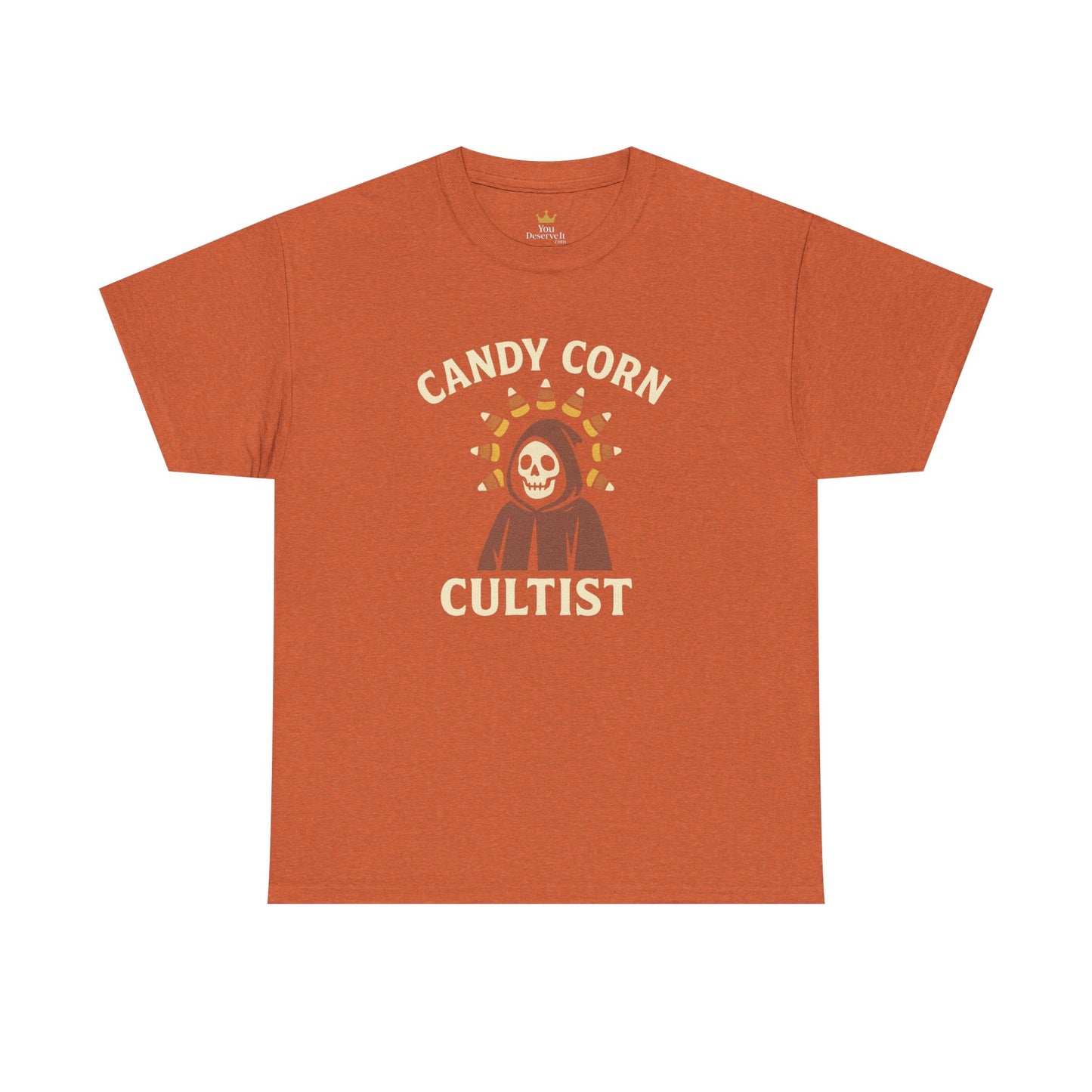 Candy Corn Cultist T-Shirt | Funny Halloween Graphic Tee for Sweet Tooth Fanatics