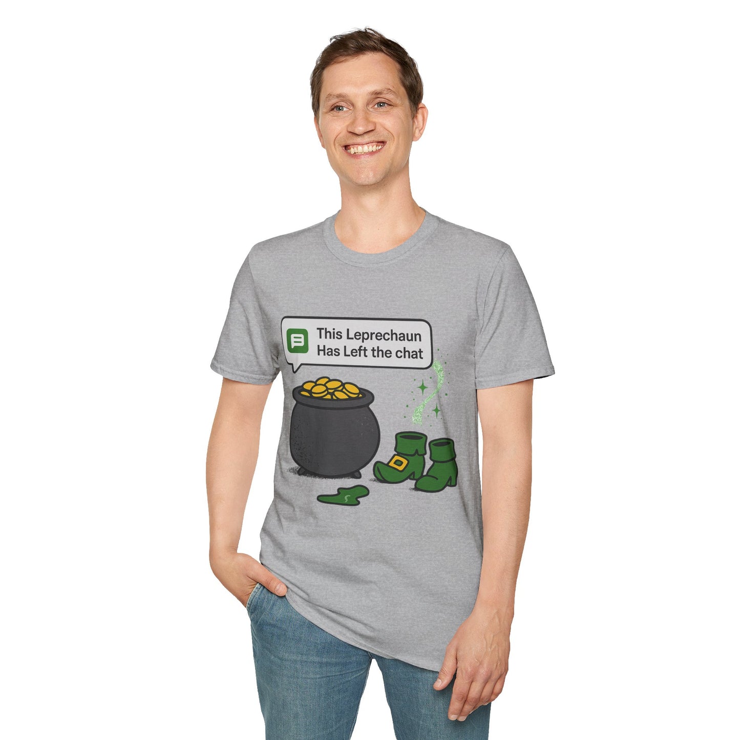 This Leprechaun Has Left the Chat | Funny St. Patrick's Day Tee | Sarcastic Irish Humor T-Shirt, Pot of Gold Joke Shirt