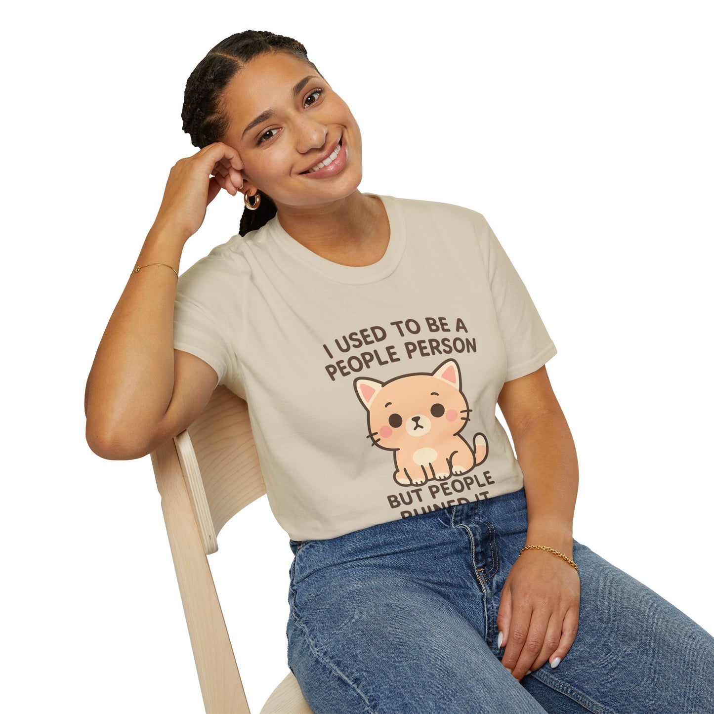 Funny Anti-Social Cat Shirt | I Used to Be a People Person But People Ruined It Tee