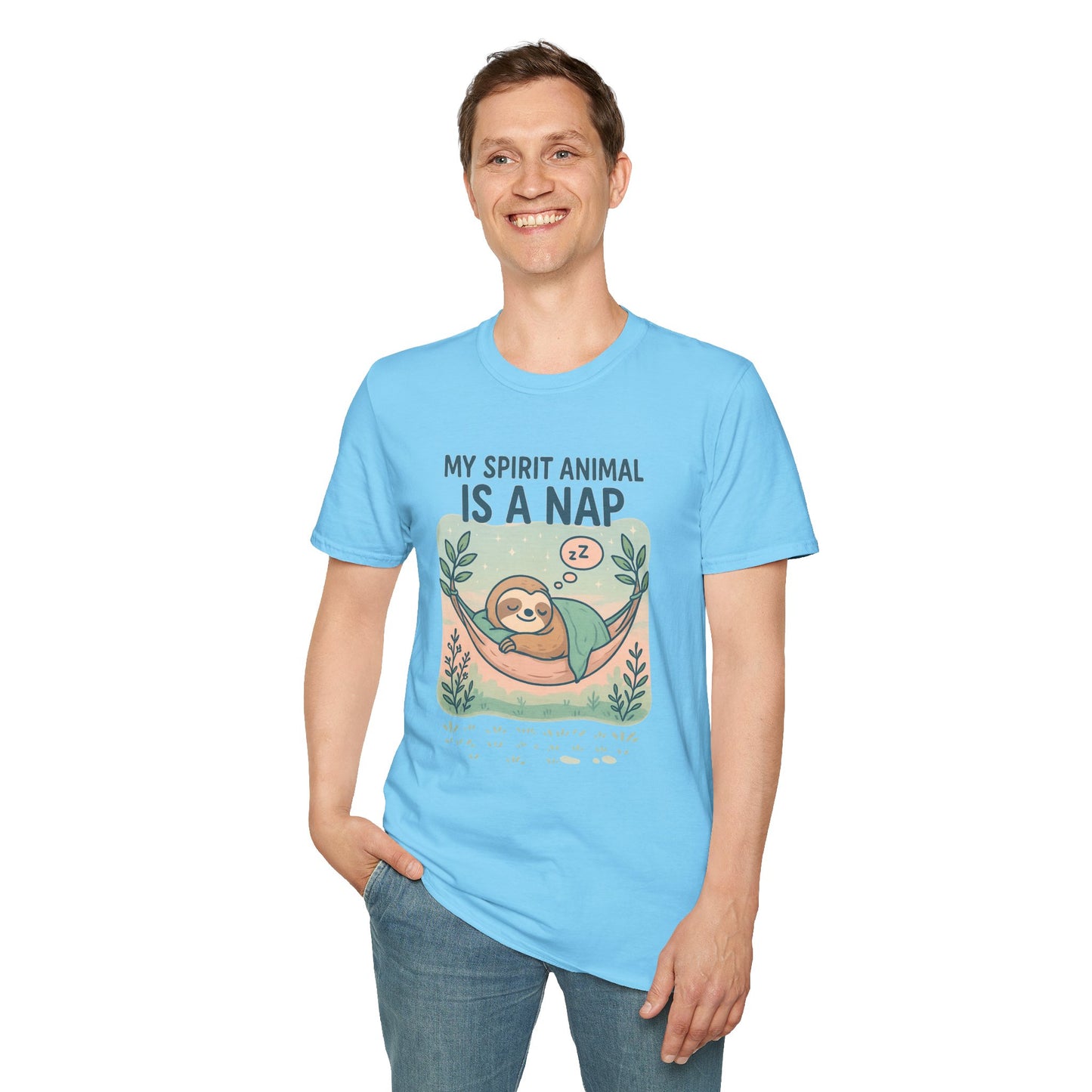 My Spirit Animal Is a Nap T-Shirt | Cute Sleepy Sloth in Hammock Design