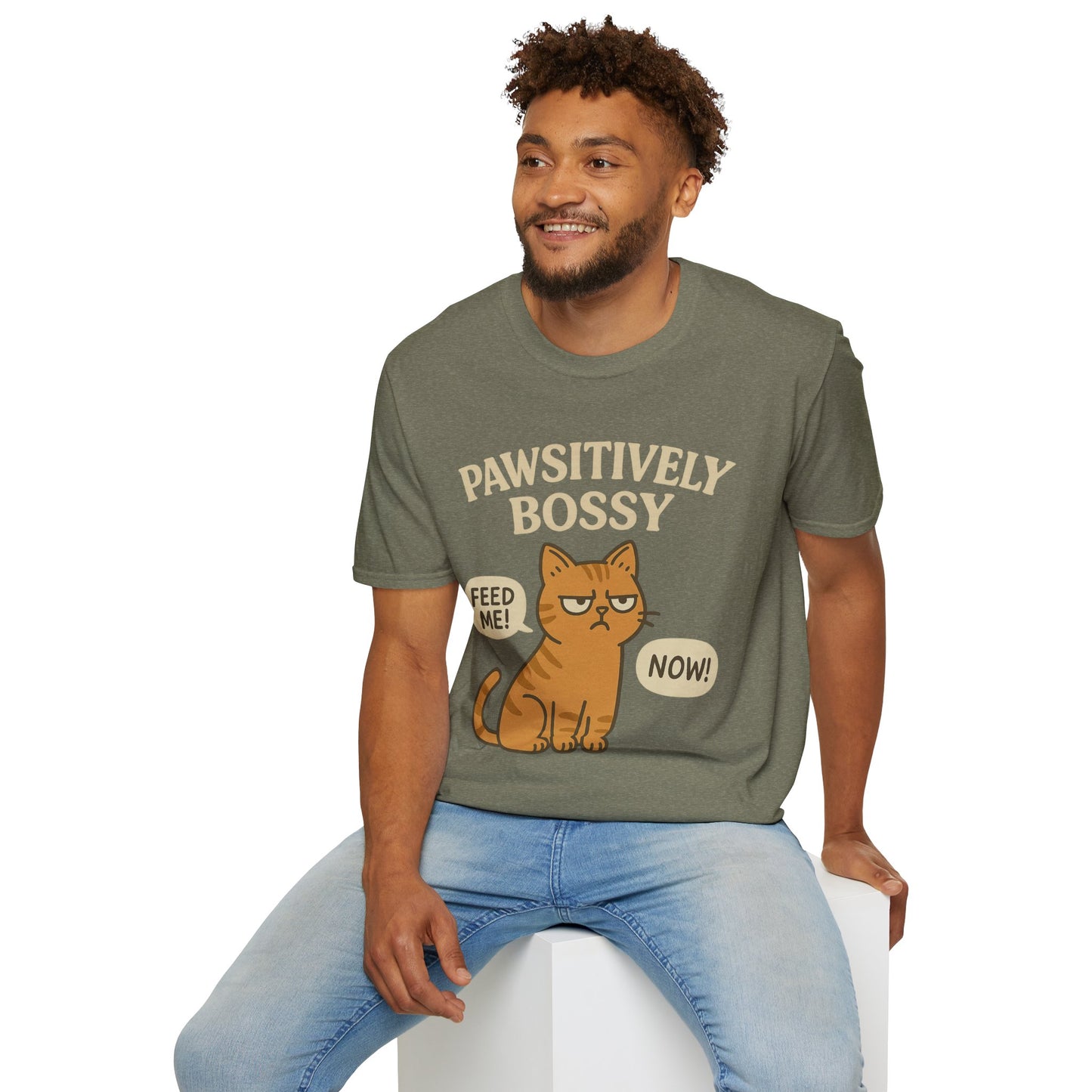Pawsitively Bossy – Funny Cat Command T-Shirt