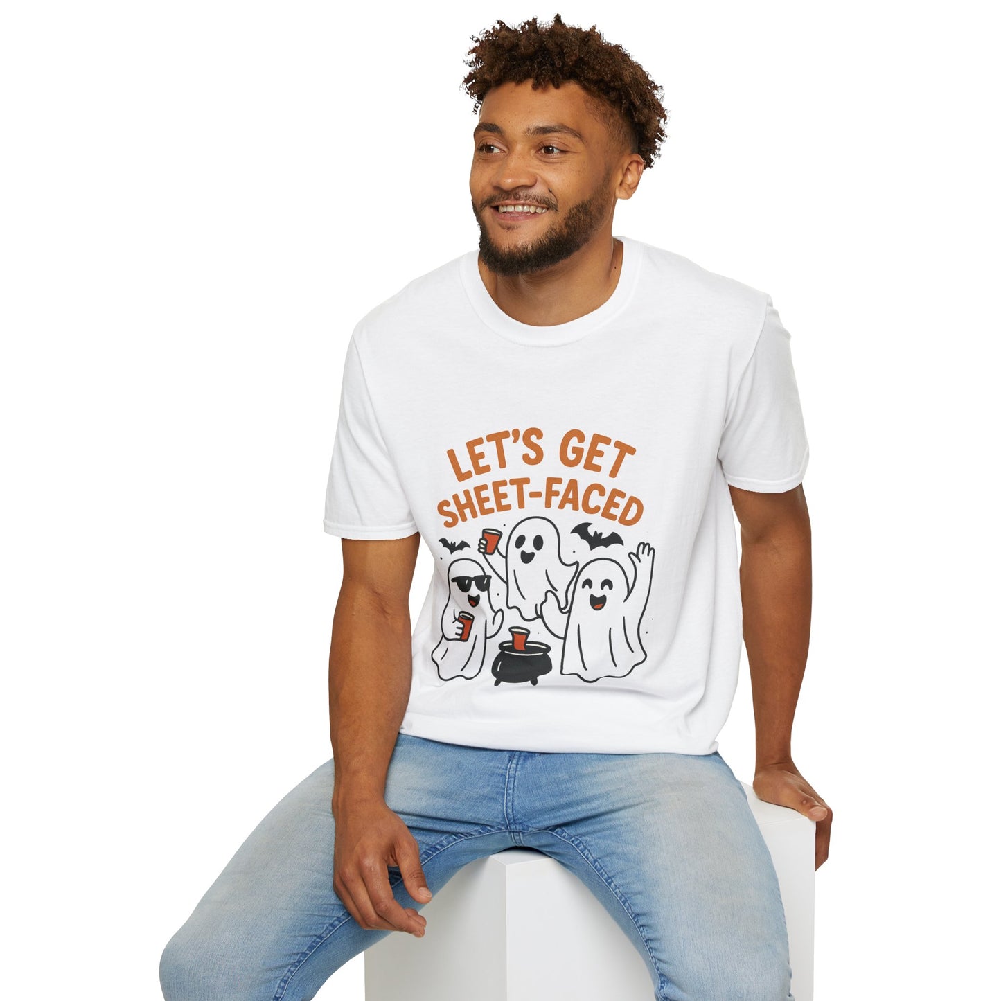Let's Get Sheet-Faced Ghost Shirt | Funny Halloween Drinking Party Tee