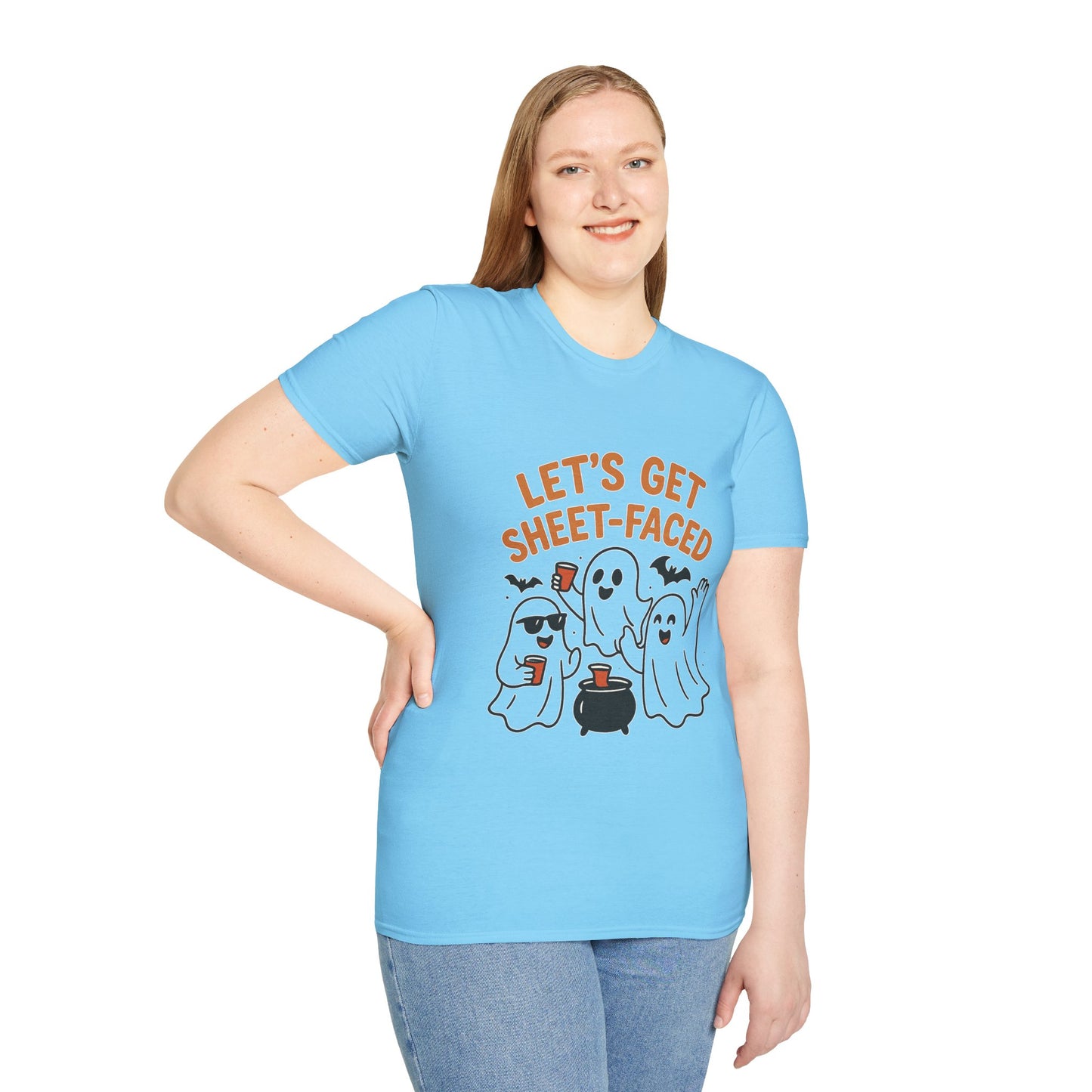 Let's Get Sheet-Faced Ghost Shirt | Funny Halloween Drinking Party Tee