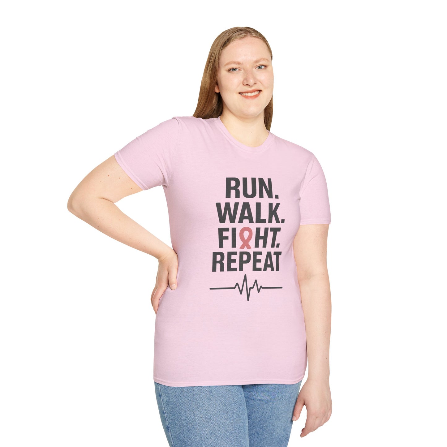 Run. Walk. Fight. Repeat. | Breast Cancer Awareness Tee