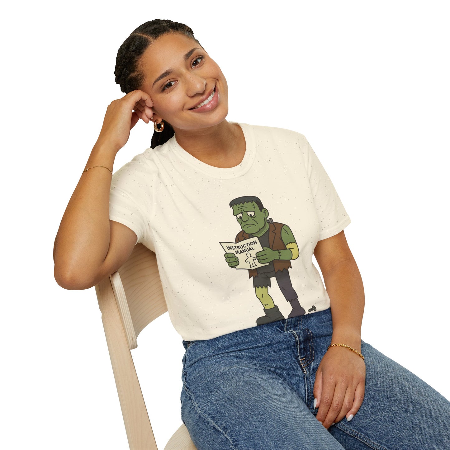 Funny Frankenstein T-Shirt, Unisex Softstyle Tee, Halloween Costume, Horror Movie Lover Gift, Cozy Casual Wear, Graphic Tee