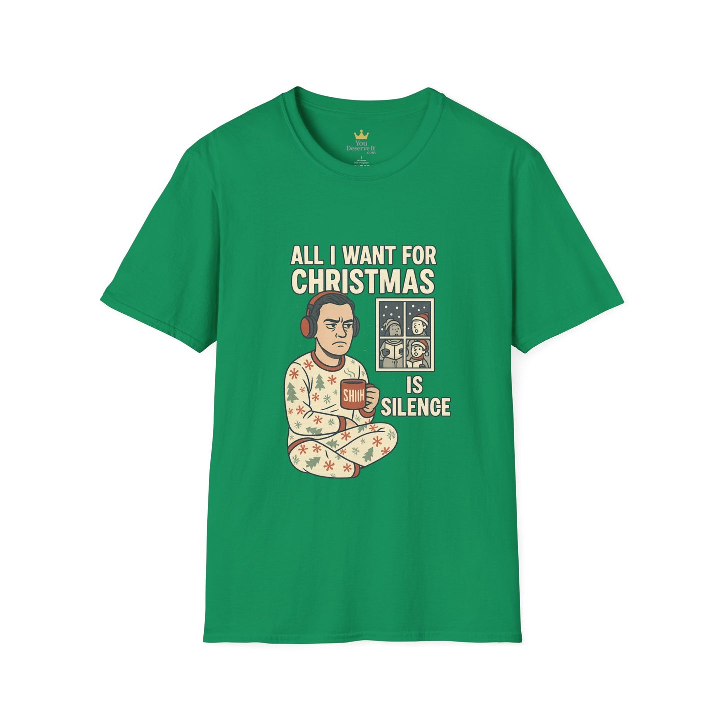 All I Want for Christmas Is Silence Shirt | Funny Anti-Social Holiday Tee | Introvert Christmas Pajamas Graphic Shirt | Sarcastic Xmas Gift